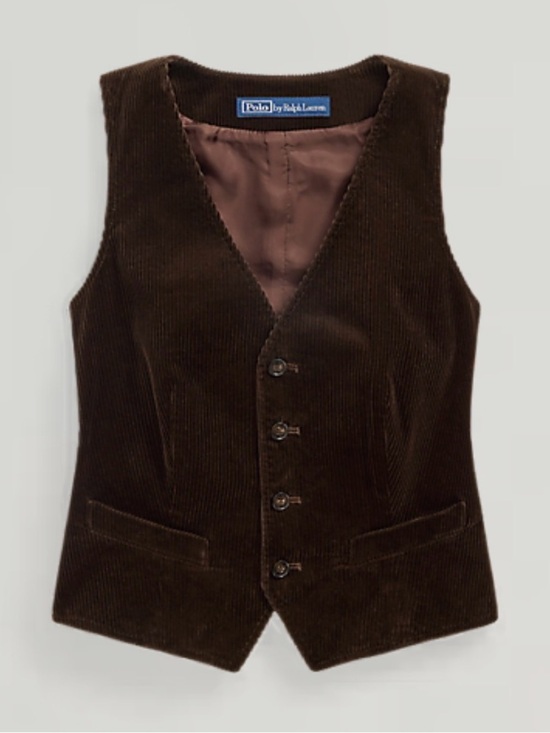 Polo Ralph Lauren Jackets & Blazers - Polo Ralph Lauren Women’s Corduroy Vest Brown Tuxedo Cotton Button Up Waistcoat